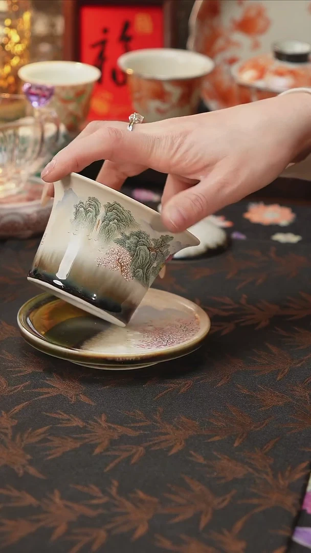 杯景德镇陶瓷杯碗柴烧多人