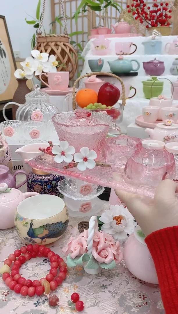 瓷片浪漫樱花粉色茶具20251214582