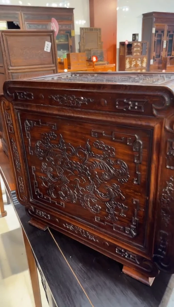 【闪购商品】木木艺黄花梨雕刻牡丹花开柜子2980.888