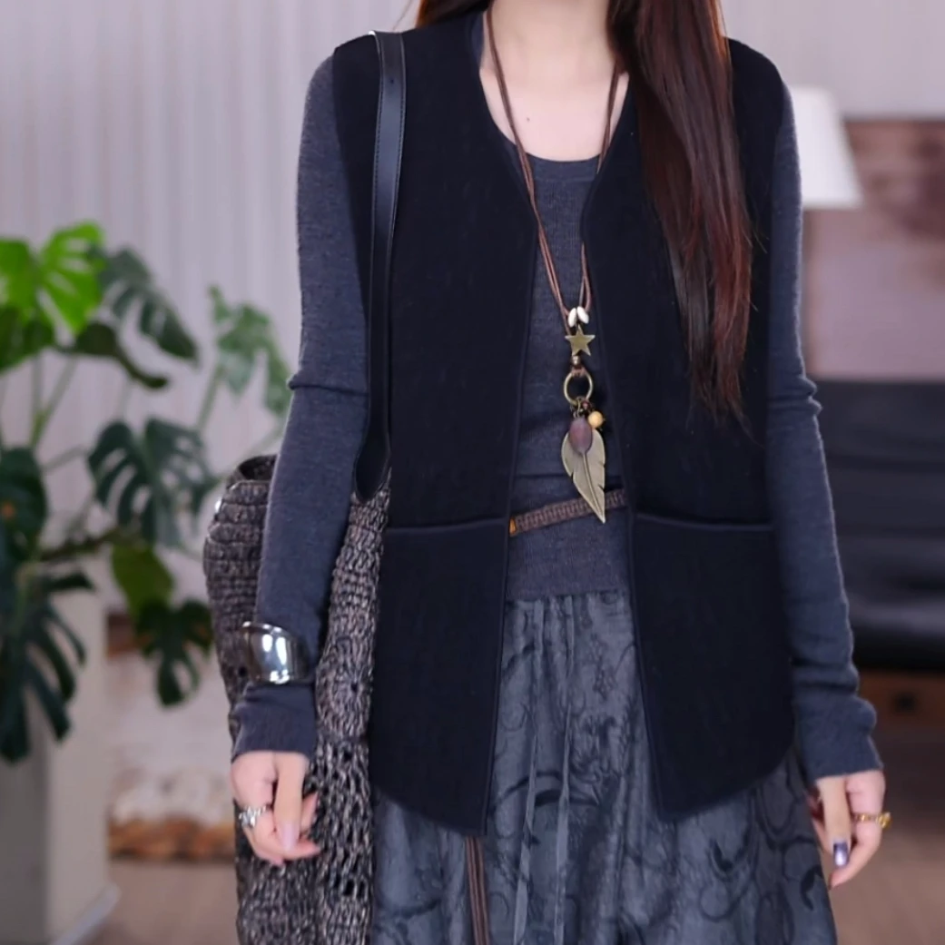 『 流影』桑蚕丝原创设计秋冬休闲显瘦设计款无袖马甲