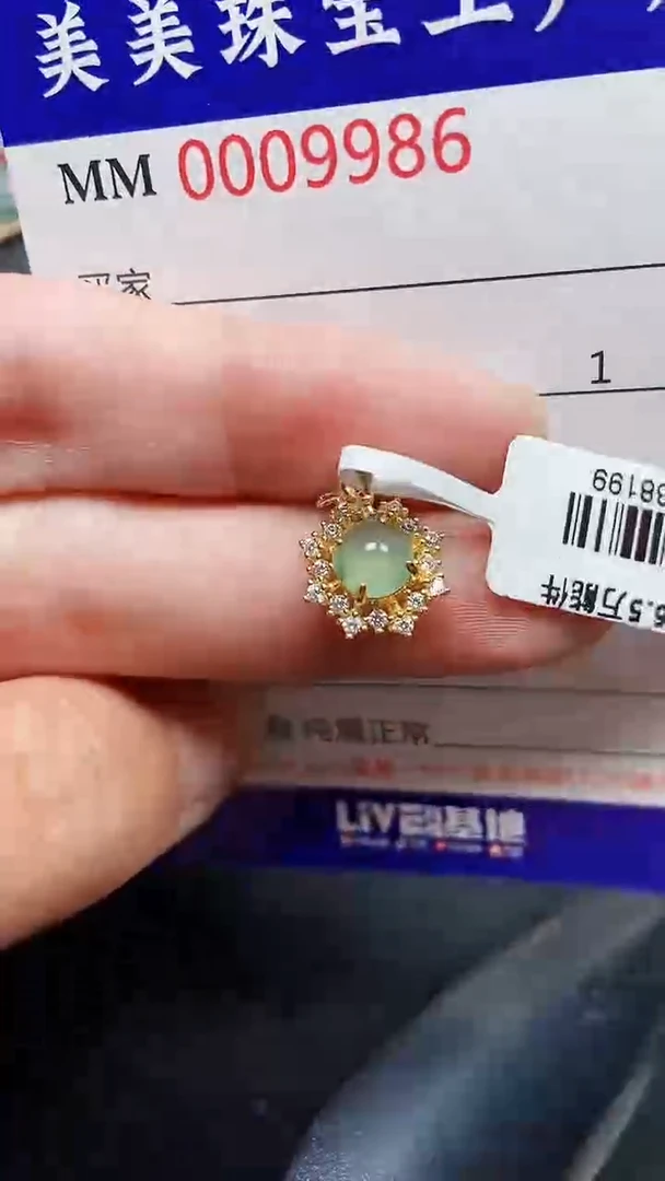 颈饰银S925镶嵌翡翠9986