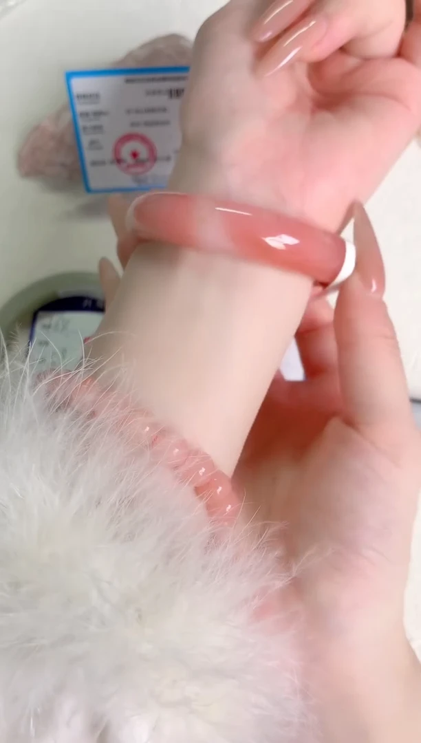 未镶嵌手镯石英质玉桃花酿165-圈口53.5-246