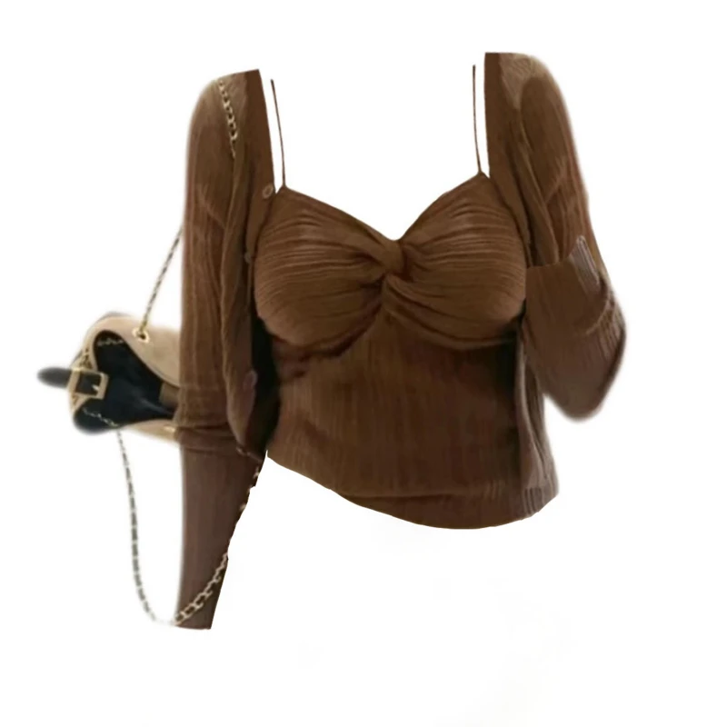 大码胖MM法式气质显瘦针织开衫秋季新款百搭时尚吊带上衣两件套