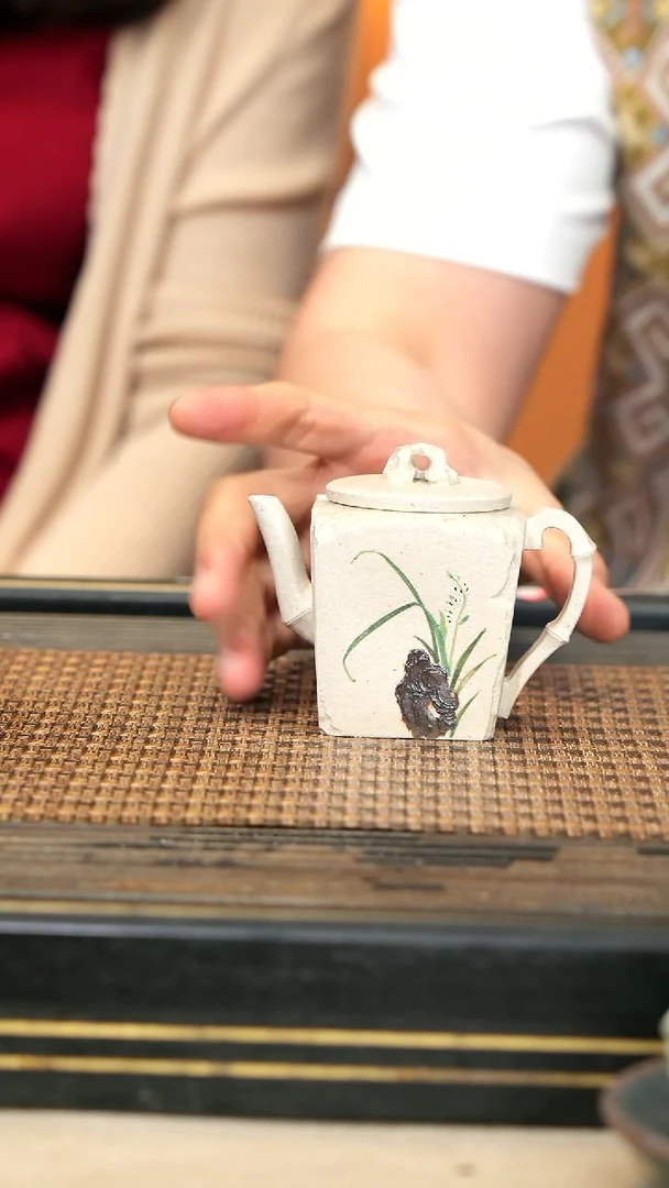 紫砂壶宜兴紫砂LZY69 四方竹节 白玉段