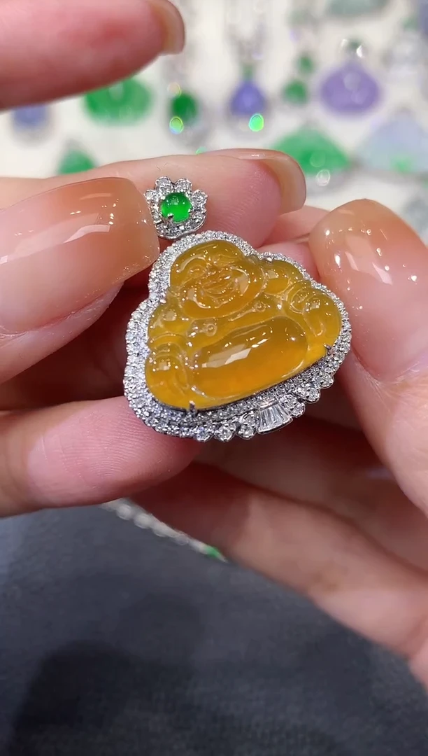 吊坠(不含链)18K金镶嵌翡翠A20