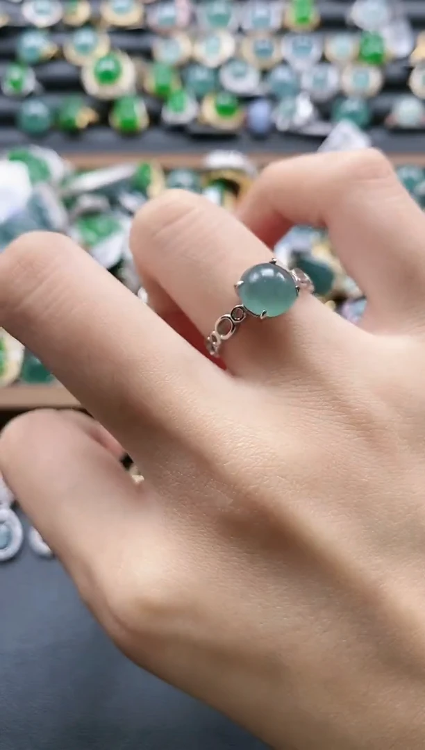 【闪购商品】翡翠戒指银S925镶嵌5151