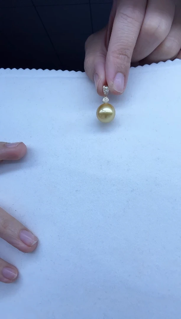 【闪购商品】海水珍珠吊坠(不含链)18K金镶嵌SGSS 12.5mm 金珠