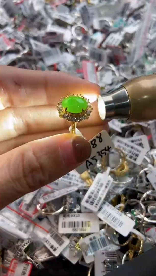 银S925镶嵌戒指翡翠888  9