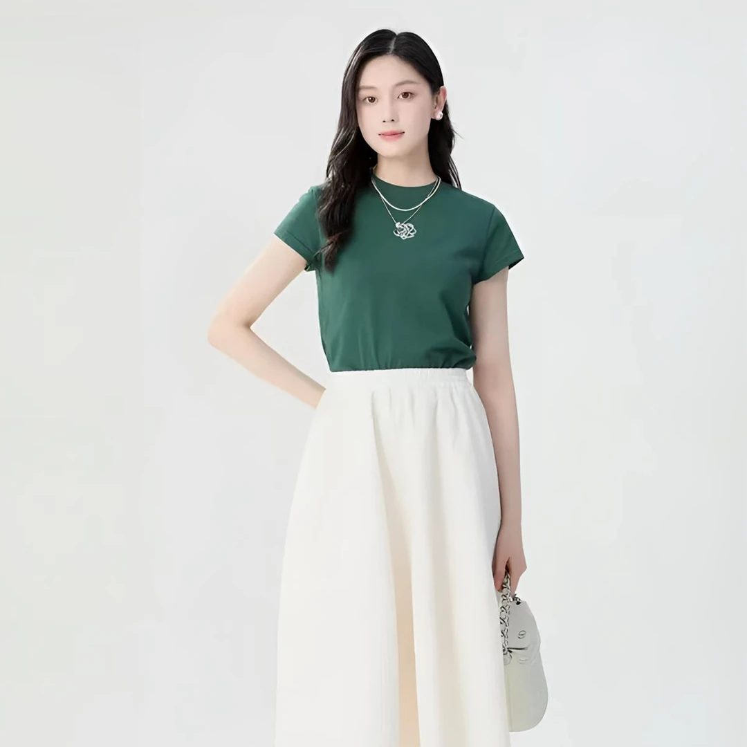 哥弟新款女装绽放系列玫瑰印花纯棉百搭短款圆领薄短袖T恤1300996