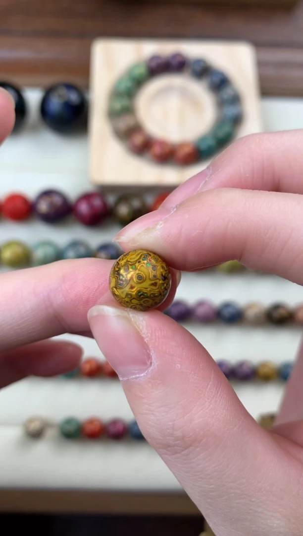 大漆彰髹变涂漆珠（金色1.0）