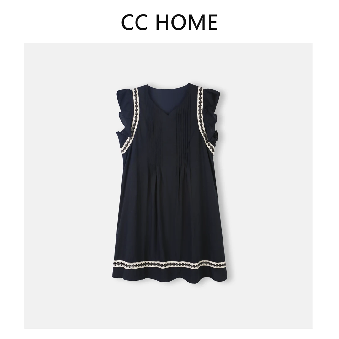 2025新款刺绣圆领宽松百搭休闲减龄连衣裙25749