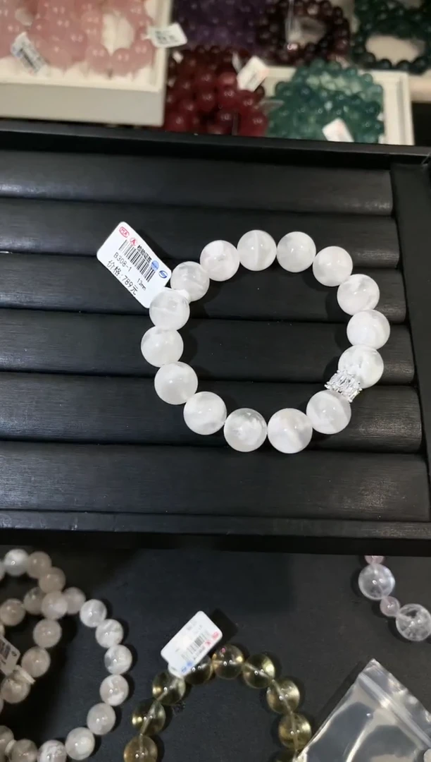 水晶手链合金多样性发一Q54白雪花13mm