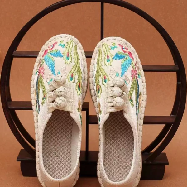 (知否.刺绣鞋)夏季舒适亚麻返潮复古平跟防滑国风新中式麻厚底鞋