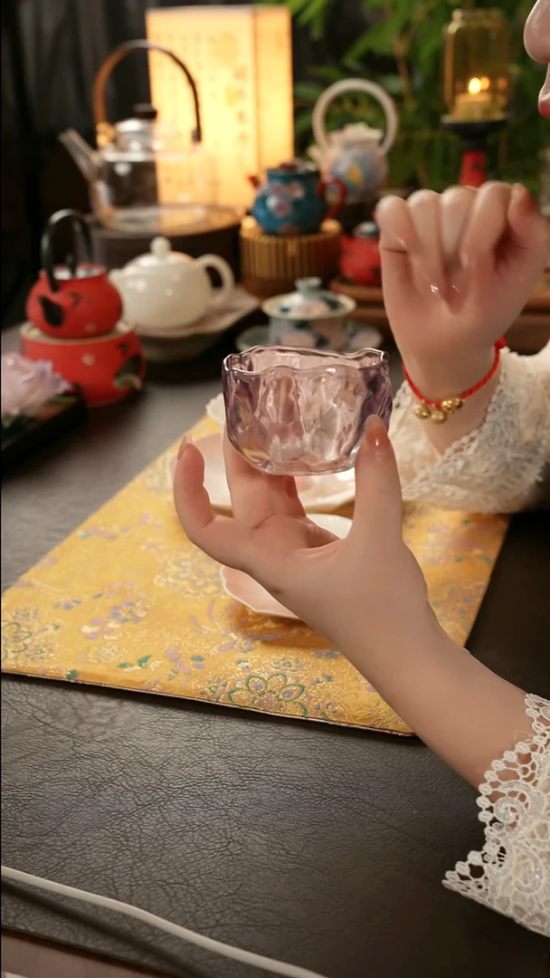 青云茶斋玻璃紫色冰川杯