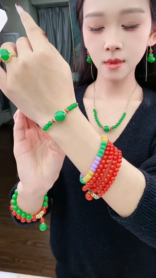 【闪购商品】翡翠手链14K金镶嵌S45手链