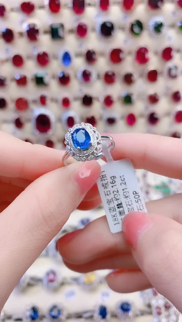 戒指蓝宝石18K金镶嵌1