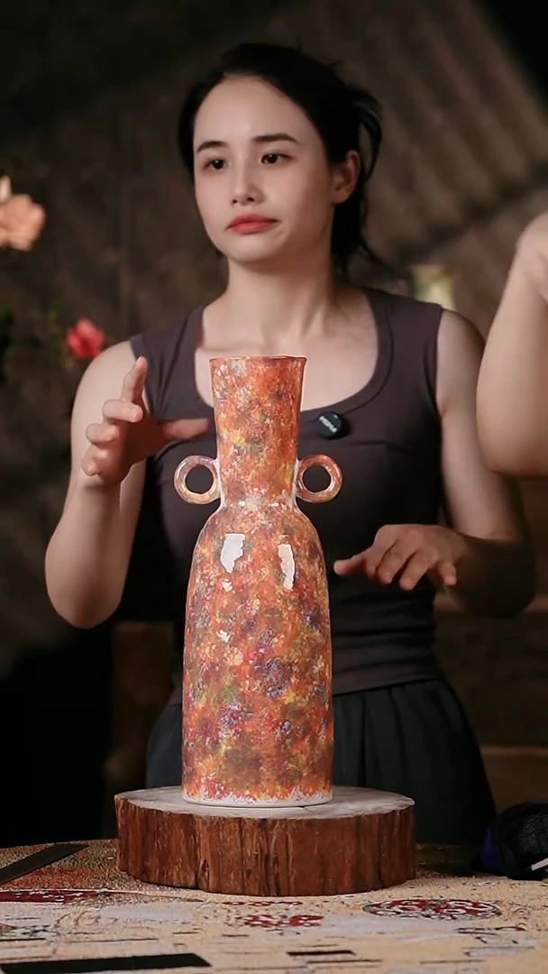 摆件景德镇高温陶瓷微瑕花器（