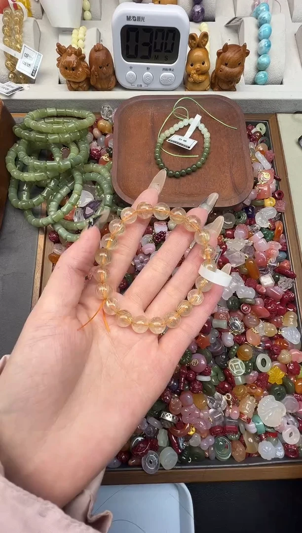 银S925镶嵌手串发晶夏**沈卡9+