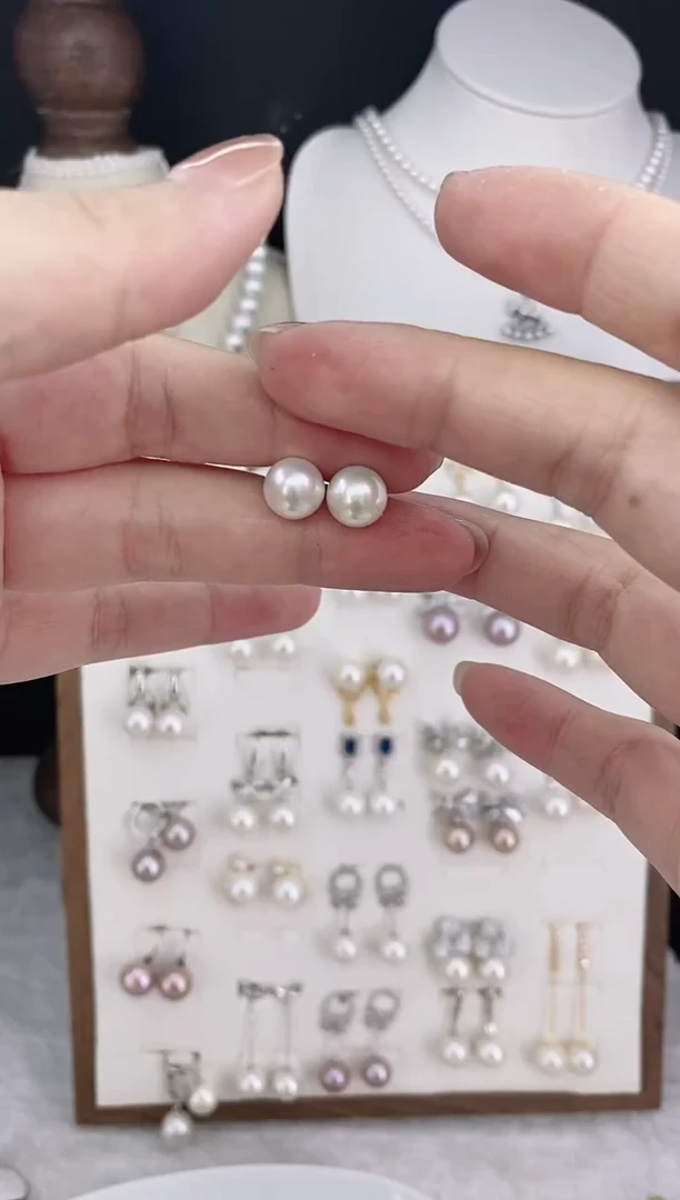 银S925镶嵌耳饰淡水珍珠小*曾1111