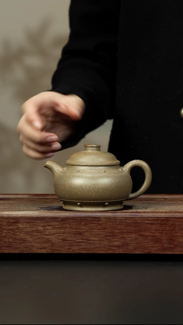 紫砂茶壶百年岩中泥 新三拼大太极鼓