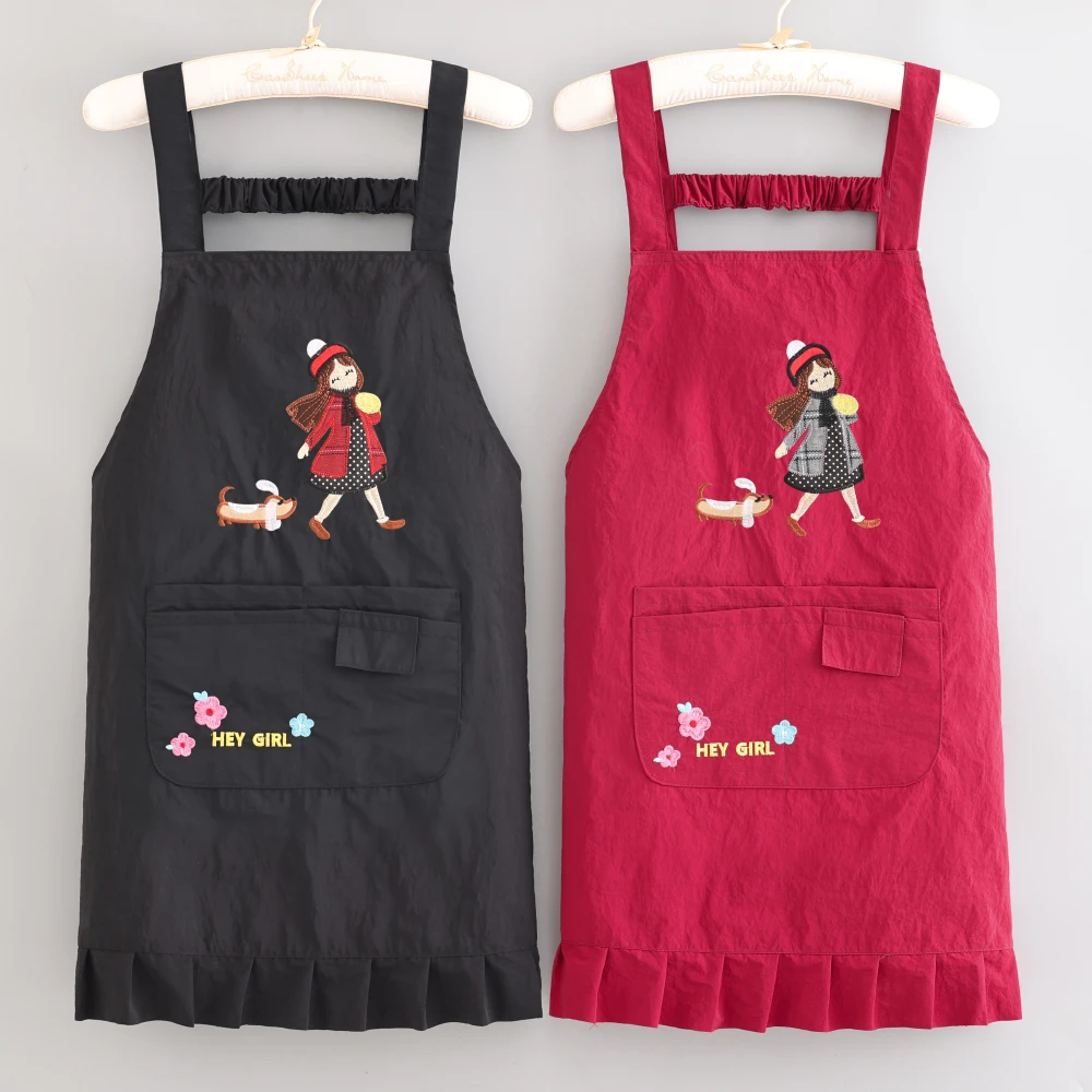 时尚可爱厨房围裙耐脏防泼水透气餐饮工作服成人围腰舒适防油卡通