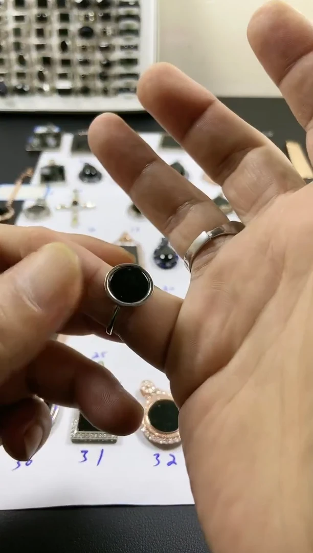 银S925镶嵌戒指翡翠圆形女戒