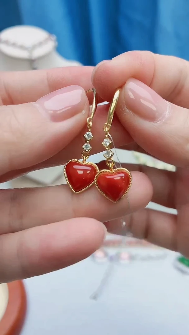 银S925镶嵌耳饰南红玛瑙131ZB1113产品一个（多样性）