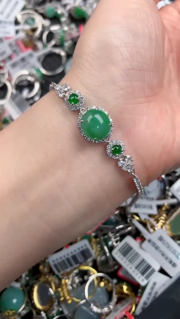 银S925镶嵌戒指翡翠333---1