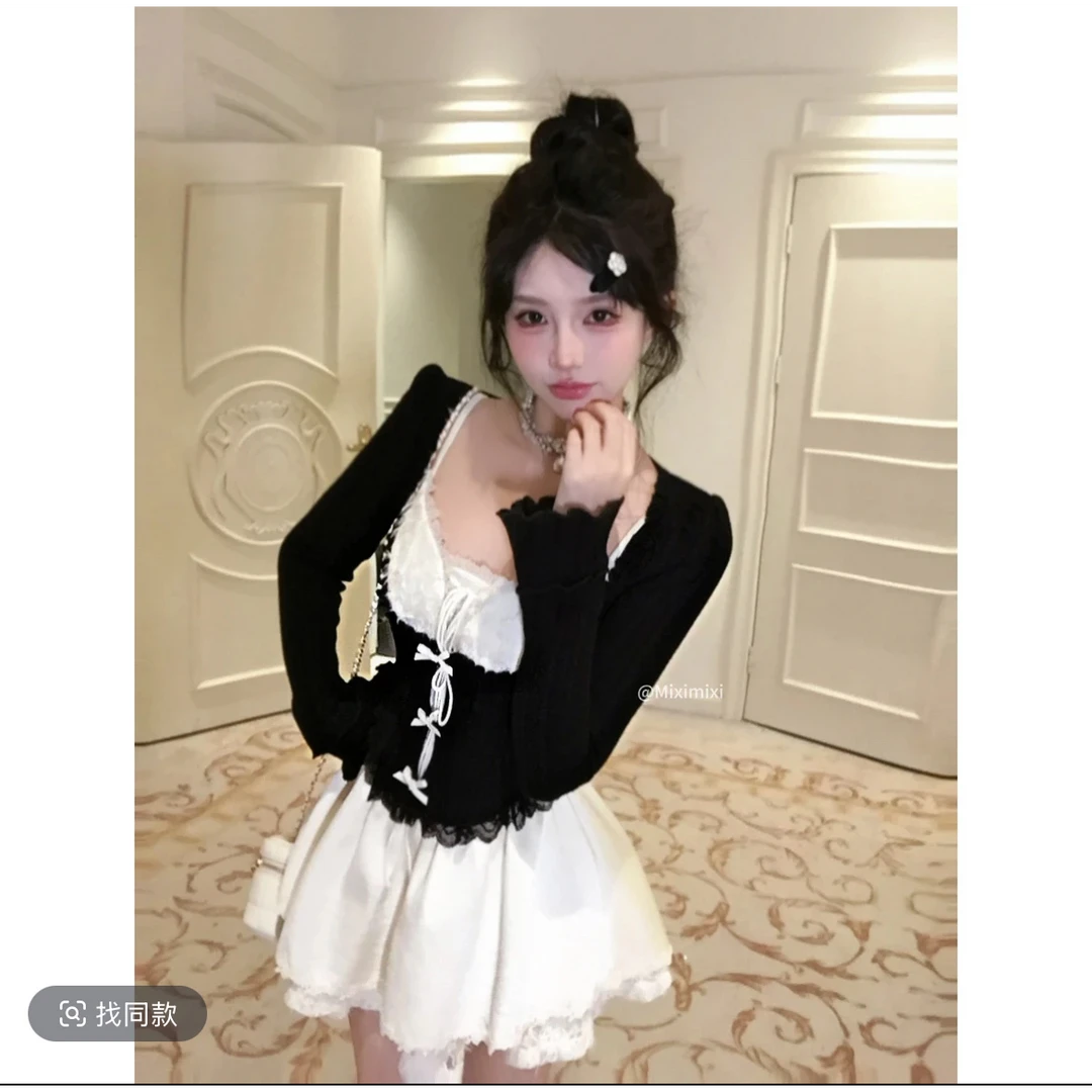 辣妹纯欲风显瘦套装女2025春季新款吊带连衣裙短款开衫两件套女装