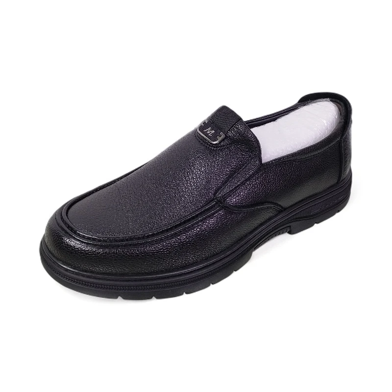 3322头层羊皮，男士一脚蹬休闲皮鞋，时尚经典百搭单鞋加绒黑色真皮