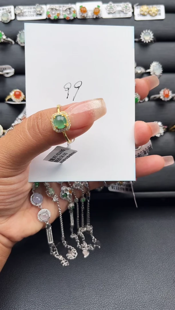 【闪购商品】翡翠项圈银S925镶嵌缅甸天然A货翡翠S925银镶嵌