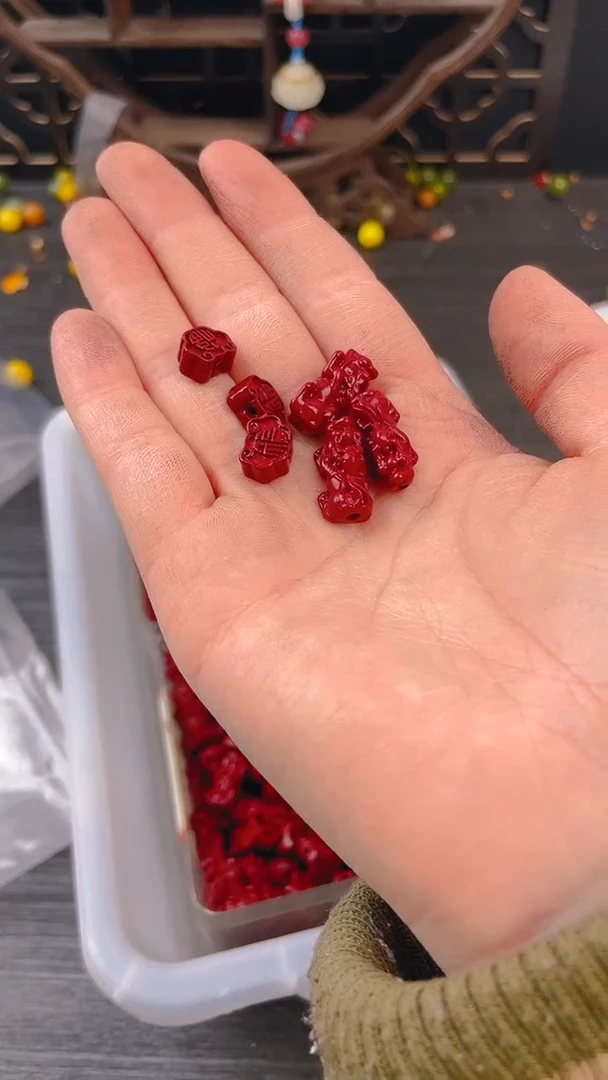 【闪购商品】粉压象牙果把件三个如意加3个貔貅