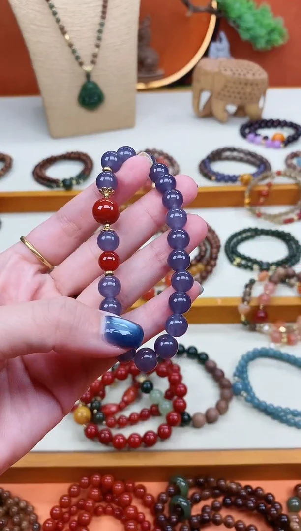 手链未镶嵌和田玉单圈烟紫和田南红手串