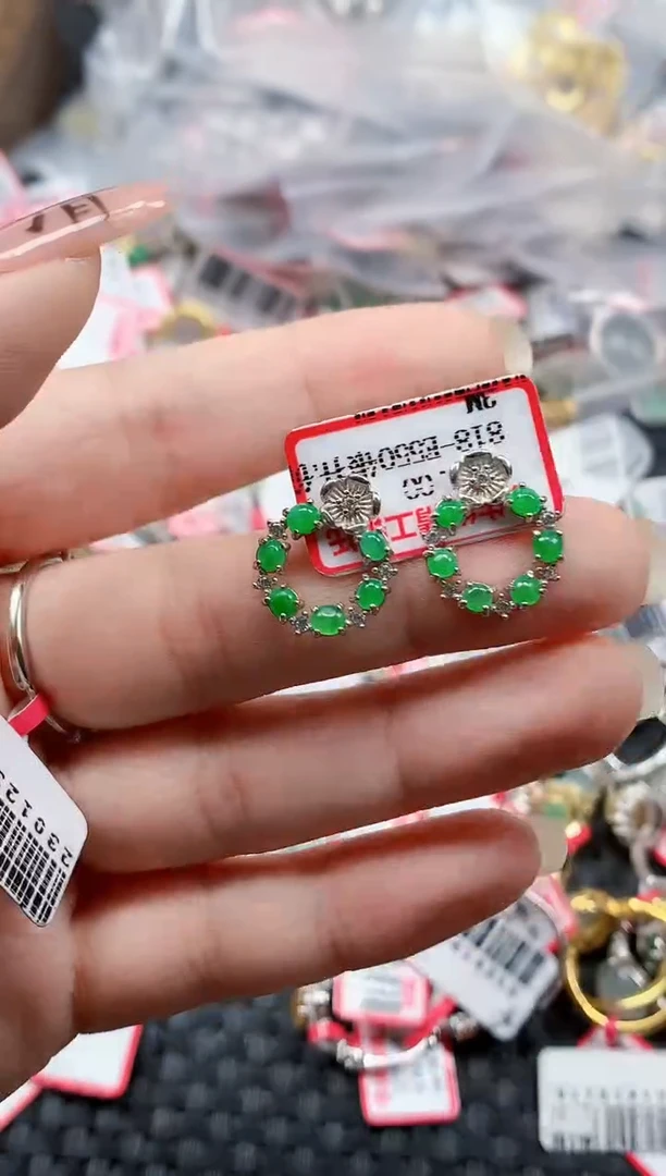 银S925镶嵌戒指翡翠天然A货缅甸翡翠