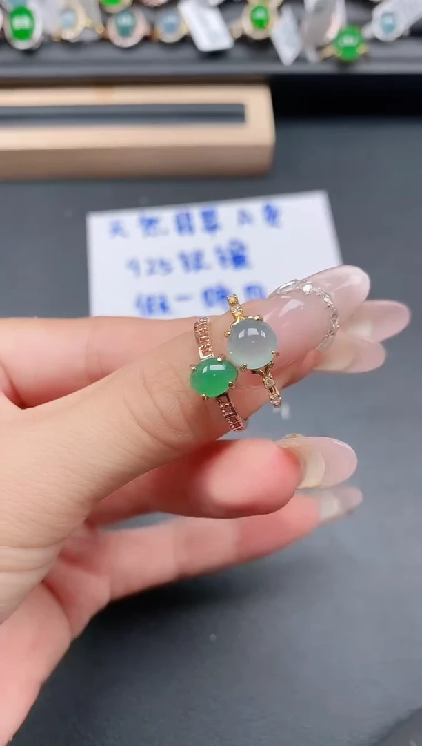 银S925镶嵌戒指翡翠111