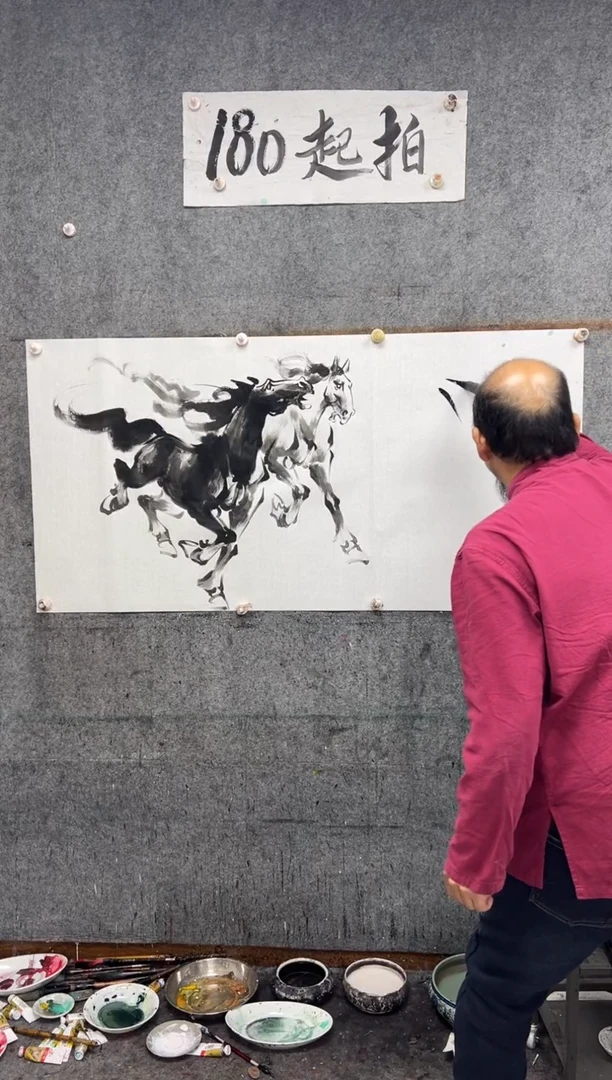 【闪购商品】国画三骏呈祥 带收藏证书