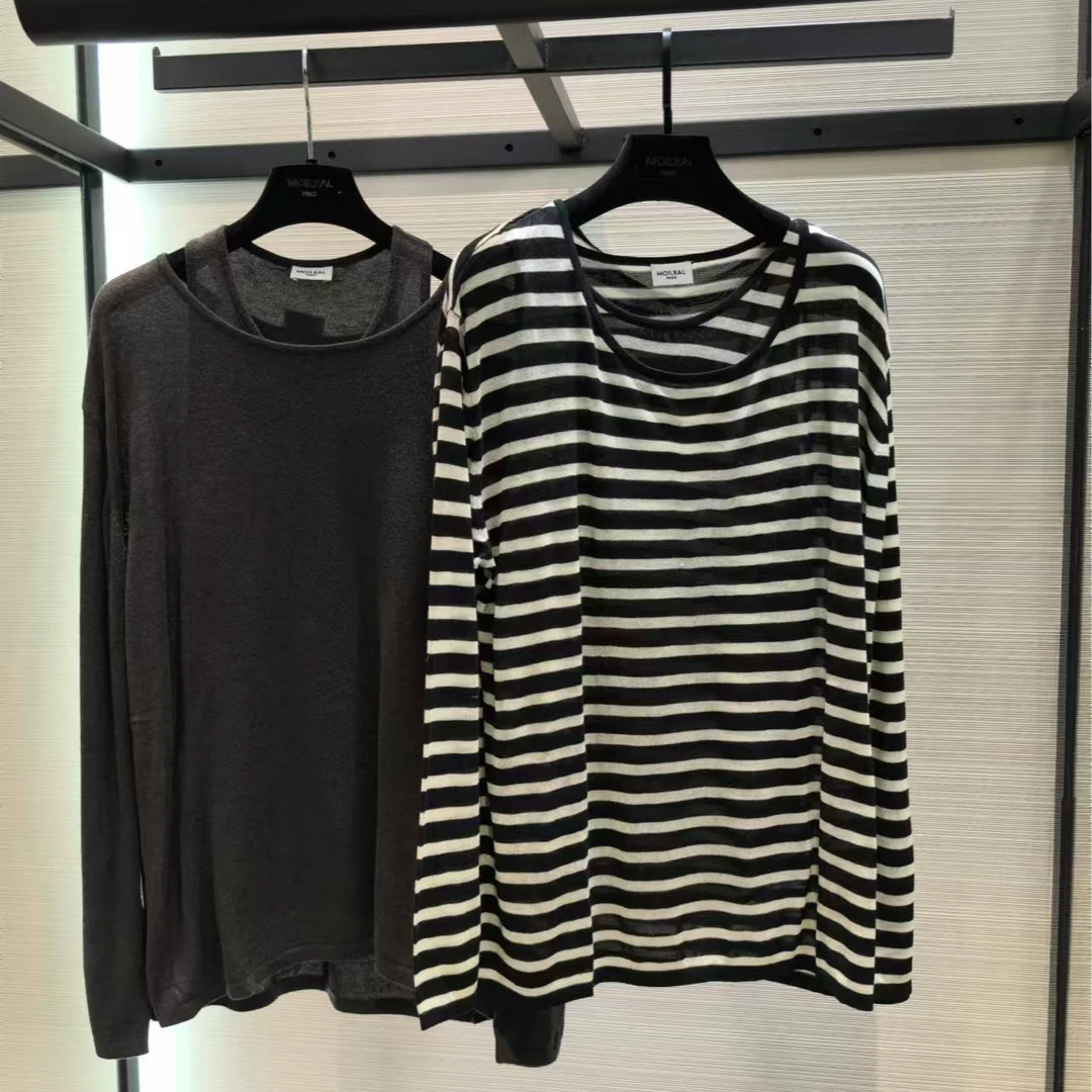 上衣长袖针织时尚百搭打底条纹圆领FH005