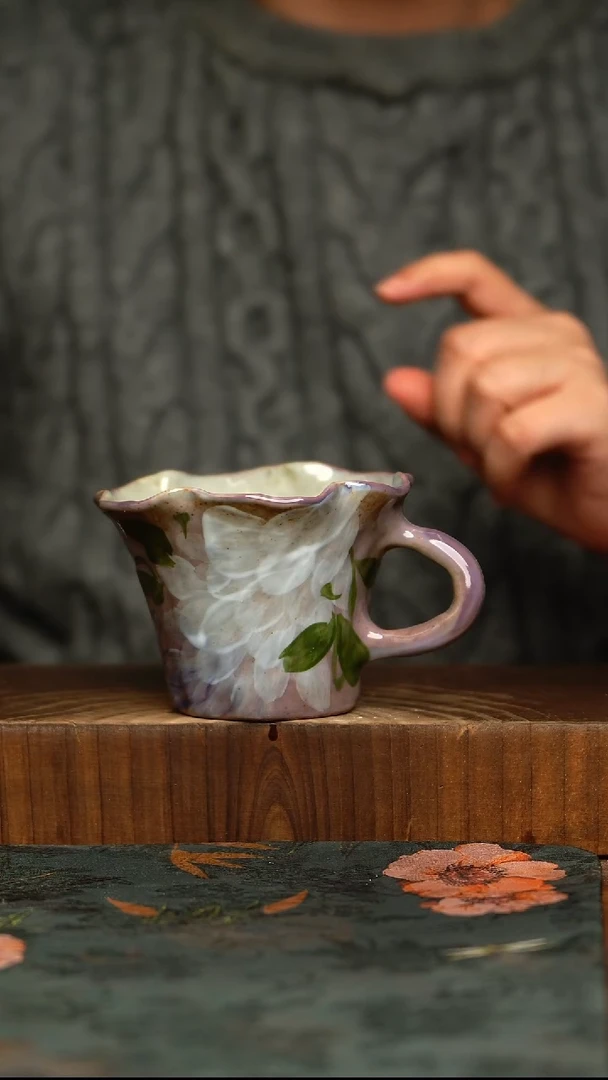杯釉下彩手工手绘同款陶器