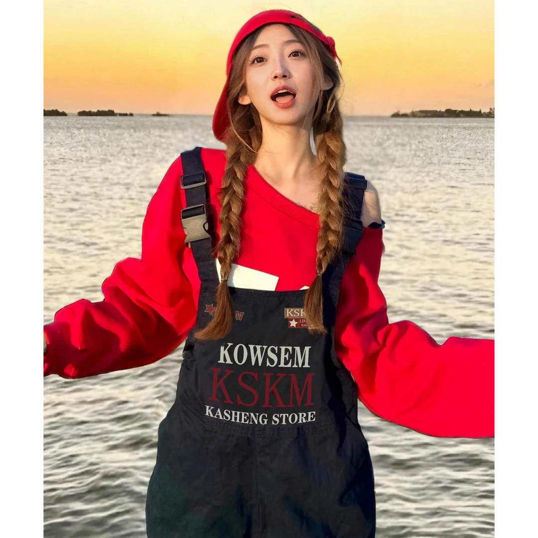 CaKm蓝色牛仔背带裤女美式复古高级感小个子显瘦连体裤子KSB390