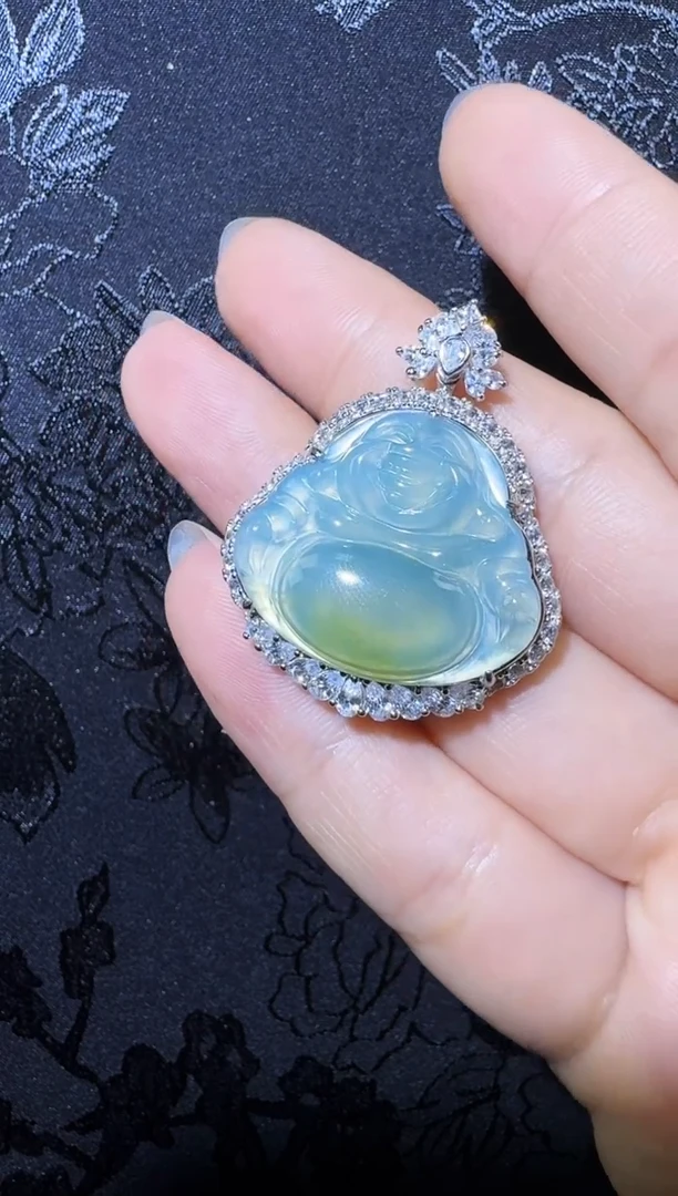 【闪购商品】翡翠项链银S925镶嵌佛公