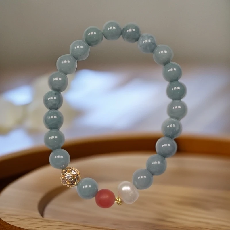 天然A货翡翠蓝水手串手链 多样性发--Y6865