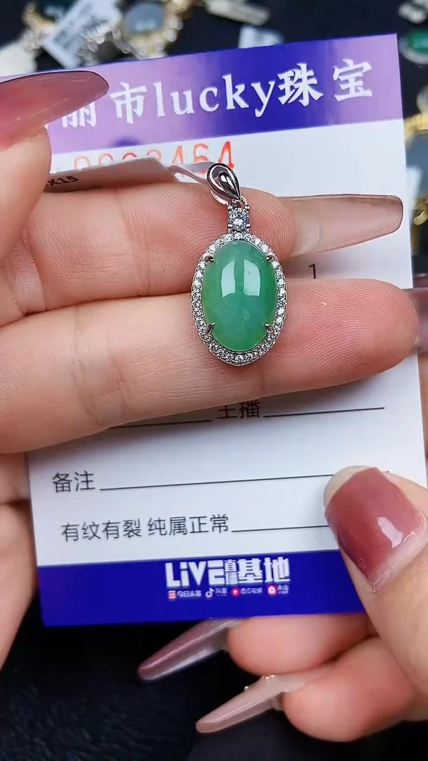 颈饰银S925镶嵌翡翠8464
