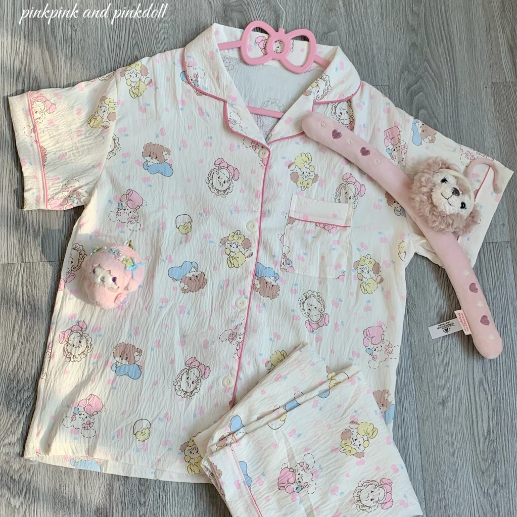 尾单 软妹睡衣全棉原创蕾丝荷叶边粉色软妹可爱舒服居家夏天mikko