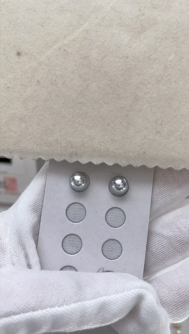 【闪购商品】海水珍珠耳饰银S925镶嵌真多麻7-7.5耳钉极微瑕