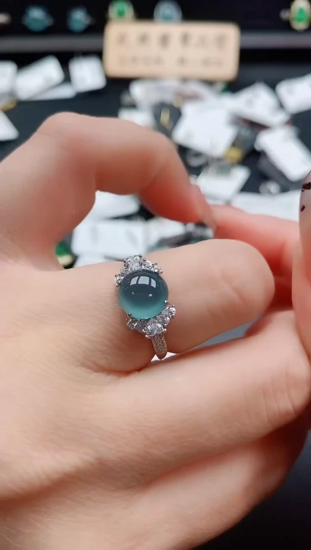 银S925镶嵌戒指翡翠1