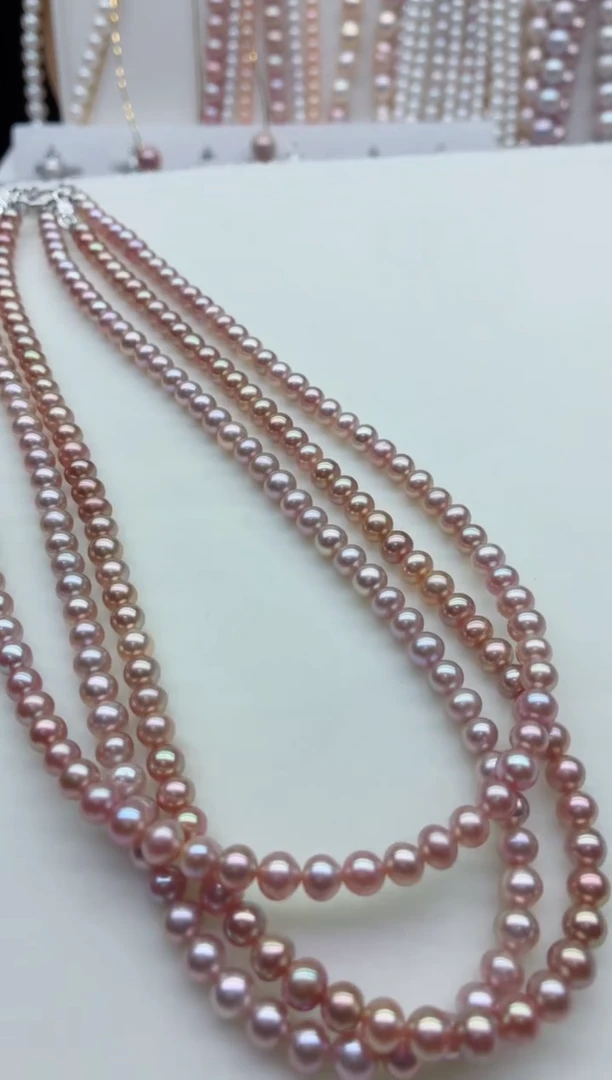 淡水珍珠银S925镶嵌项链多样性发其一，非无暇