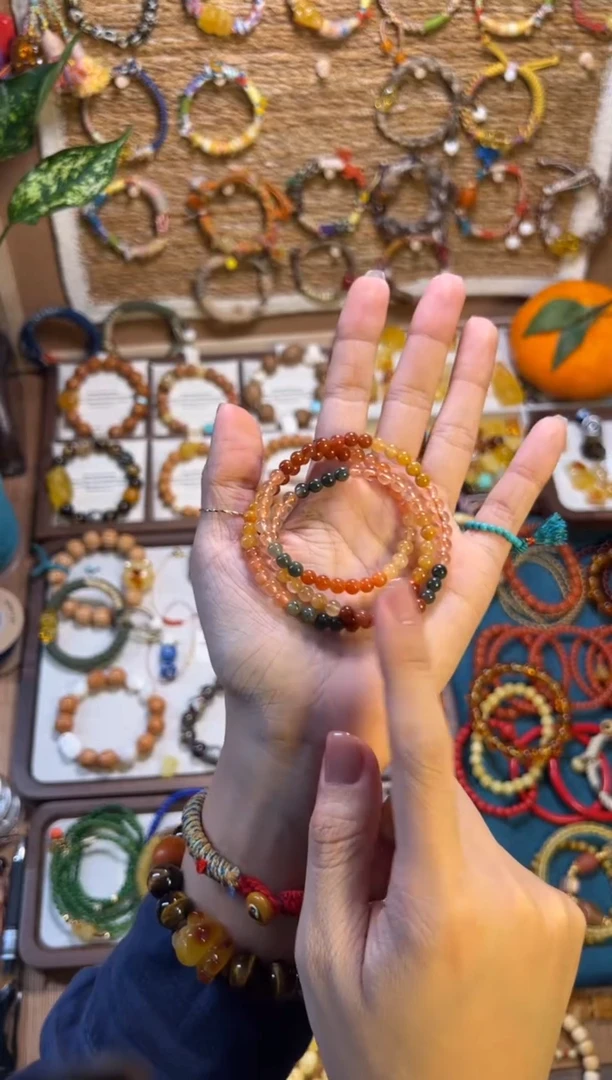 【闪购商品】玛瑙/玉髓手串合金玛瑙福禄寿多圈手串