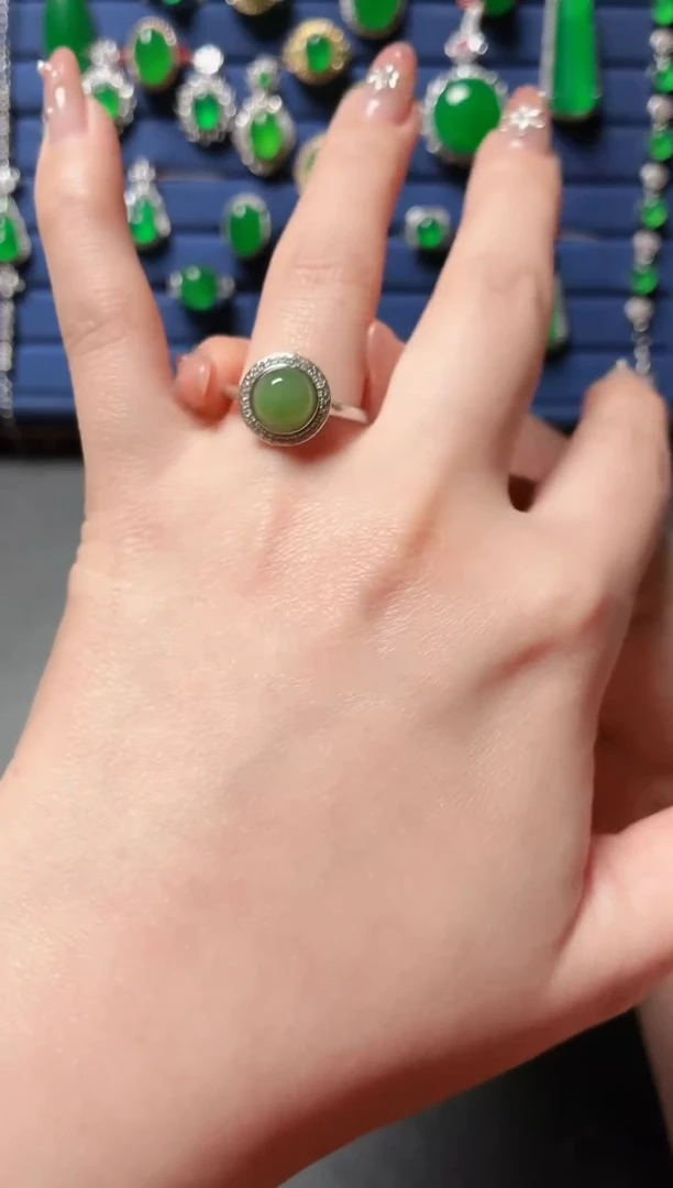 银S925镶嵌和田玉珠宝半成品5