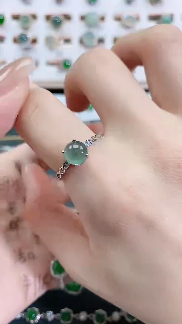 银S925镶嵌戒指翡翠天然翡翠
