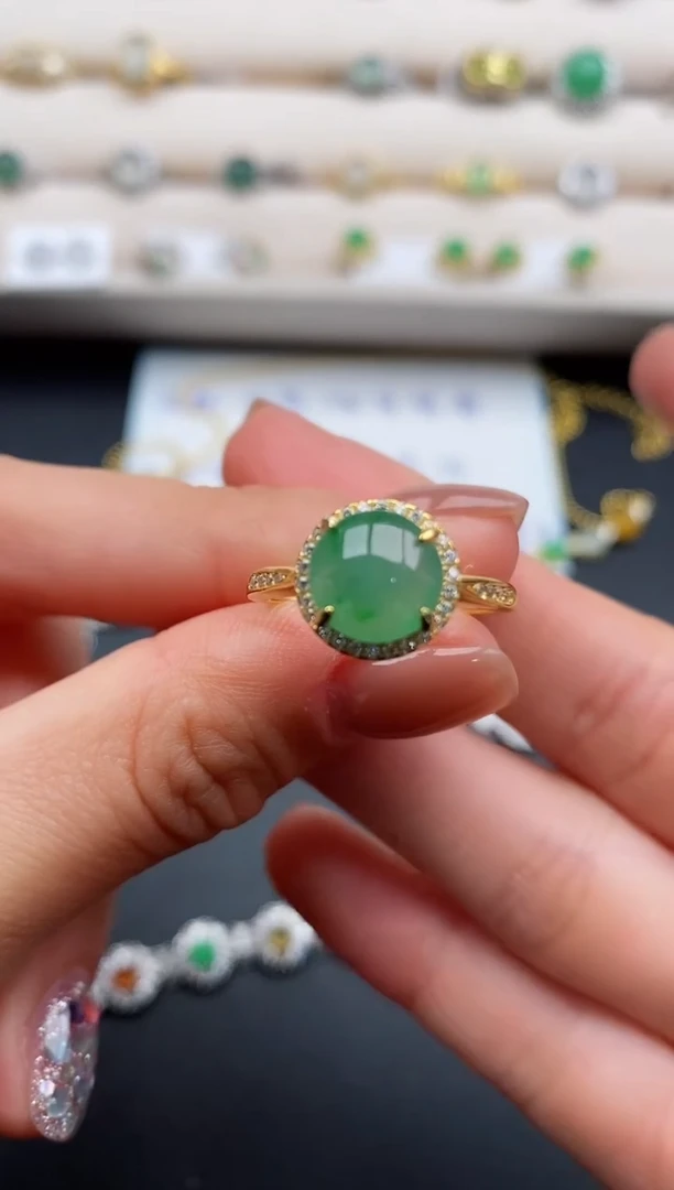 银S925镶嵌戒指翡翠7777777+6